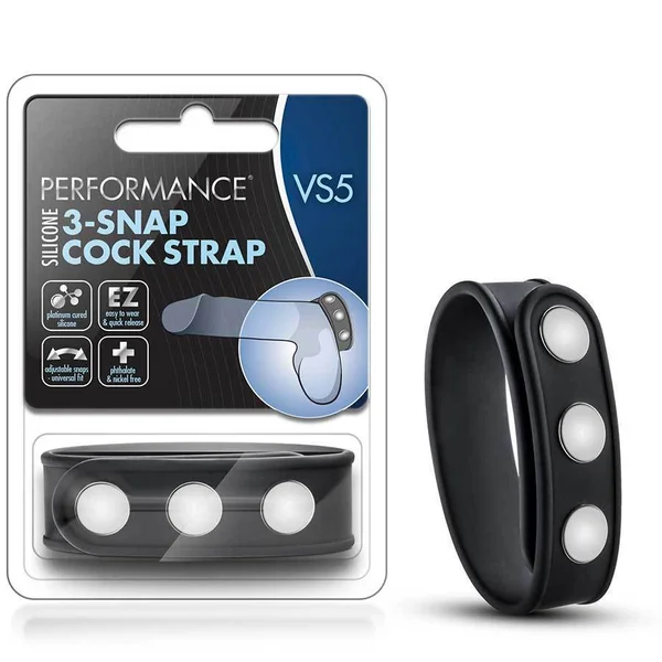 Performance 3 Snap Adjustable Black Silicone Cock Ring for Men — image 7 of 12