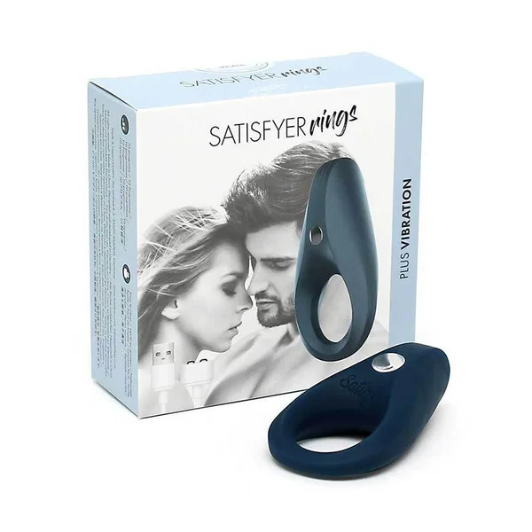 Satisfyer Plus Vibration Blue Silicone Cock Ring Couples Rechargeable Sex Toy — image 9 of 16