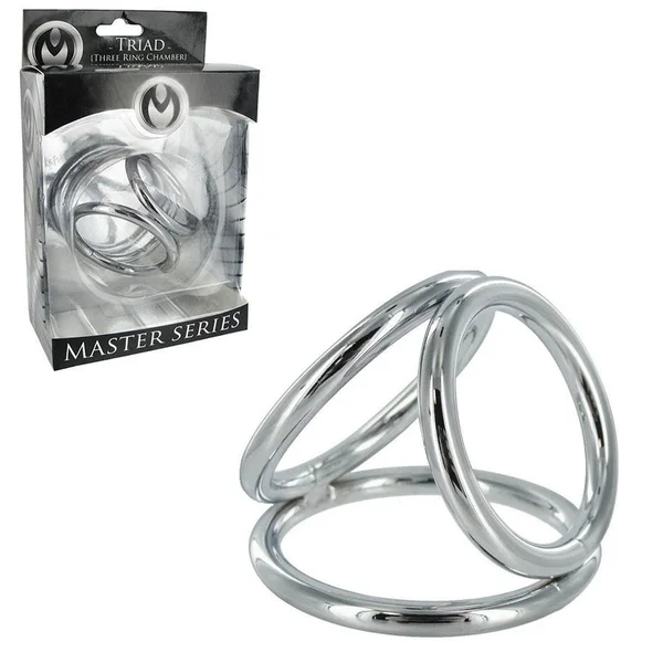 The Triple Cock Ring | Metal Three Ring Triad Cock and Ball Device for Men — image 4 of 6