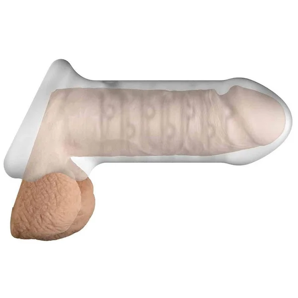 Extra Thick 6 Inch Penis Sleeve Extender by Optimale | Clear Ultraskin Cock Sheath with Ball Strap — image 9 of 14
