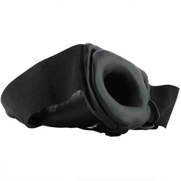 Vibrating Double Penetration Hollow Black Strap On for Men by Lux — image 8 of 10