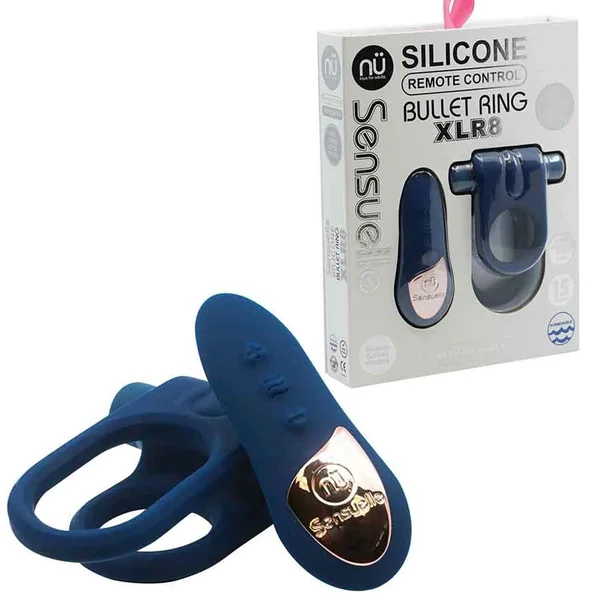 nu Sensuelle Vibrating Silicone Cock Ring and Remote Control Navy Blue — image 4 of 6