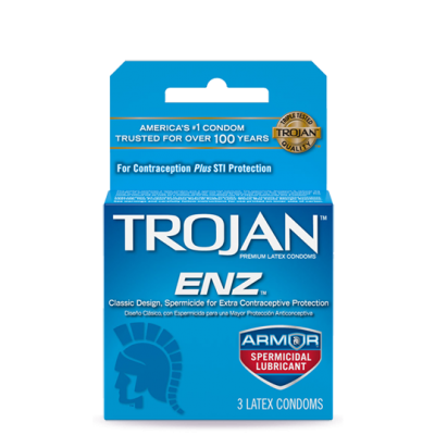 Trojan ENZ Armor Spermicidal Lubricated Condoms 3 Pack