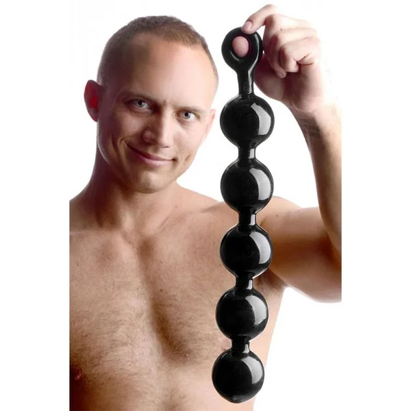 Huge Black Anal Beads with Safety Loop | Massive 67 mm Balls — image 7 of 9