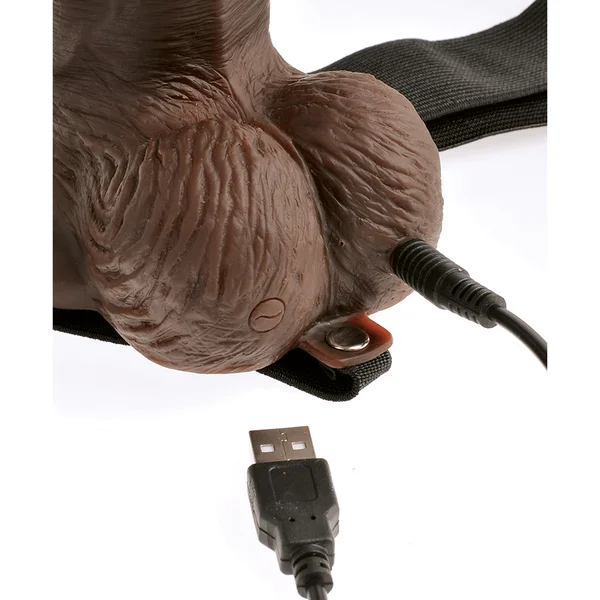 8'' Brown Rechargeable Vibrating Hollow Strap On Penis Extension by Fetish Fantasy — image 14 of 17