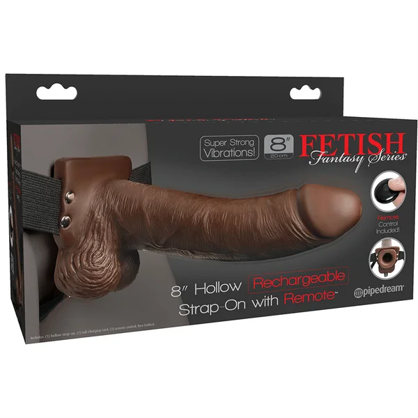 8'' Brown Rechargeable Vibrating Hollow Strap On Penis Extension by Fetish Fantasy — image 17 of 17