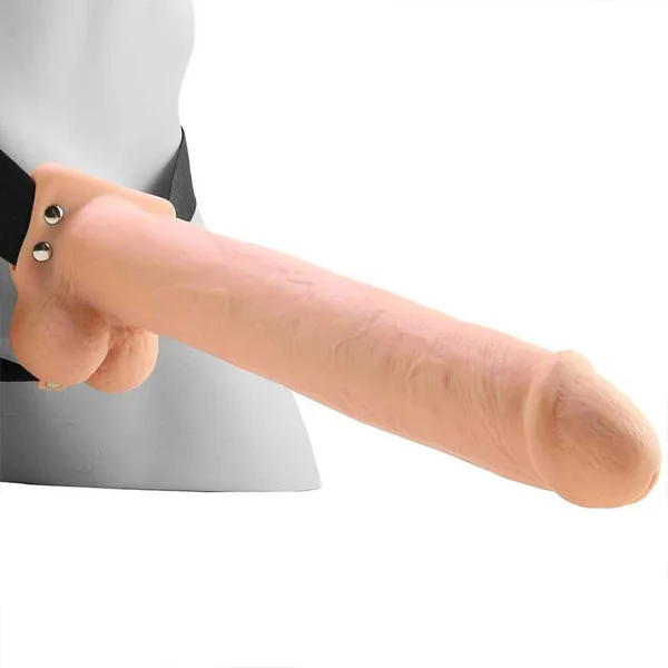 11'' Tan Rechargeable Vibrating Hollow Strap On Penis Extension by Fetish Fantasy — image 10 of 16
