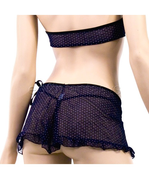Erotique polka-dot tube top and mini set