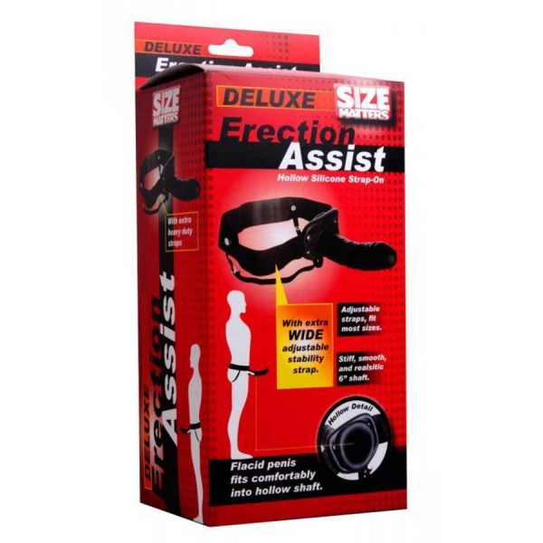 Black Penis Extension Sleeve 6'' Erection Assist Hollow Strap On