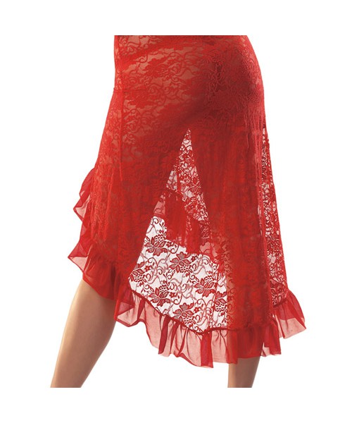 Red stretch lace gown