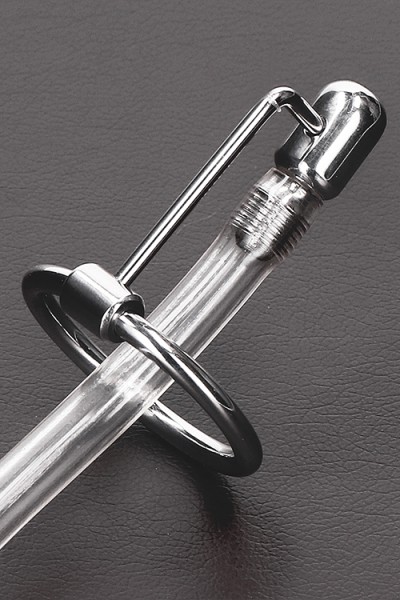 Shots Toys Stainless Steel & Silicone Cum-Through Penis Plug with Glans Ring