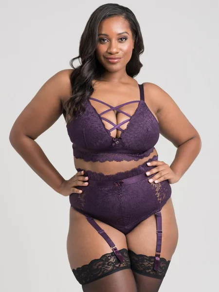 Lovehoney Plus Size Shadow Lily Purple Lace Bra Set — image 11 of 11