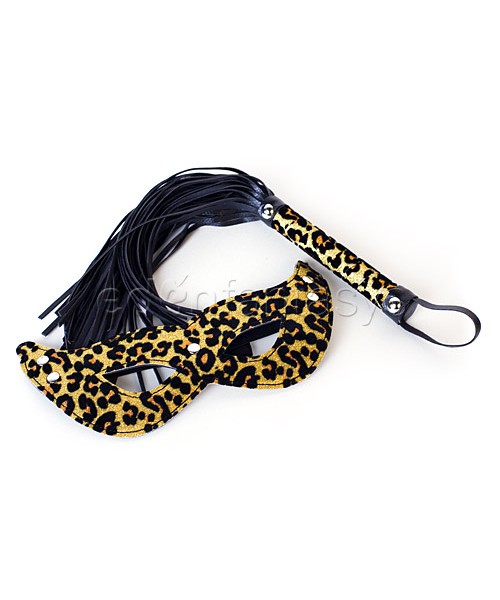 Leopard eye mask and whip