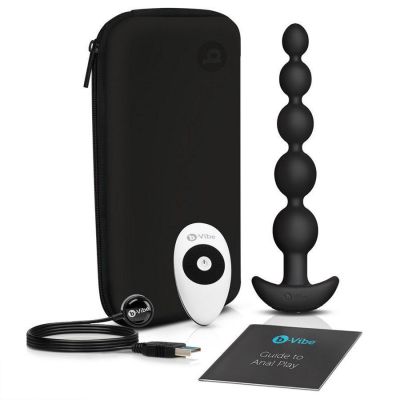 b vibe Cinco Anal Beads Vibrating Silicone Anal Beads for Men