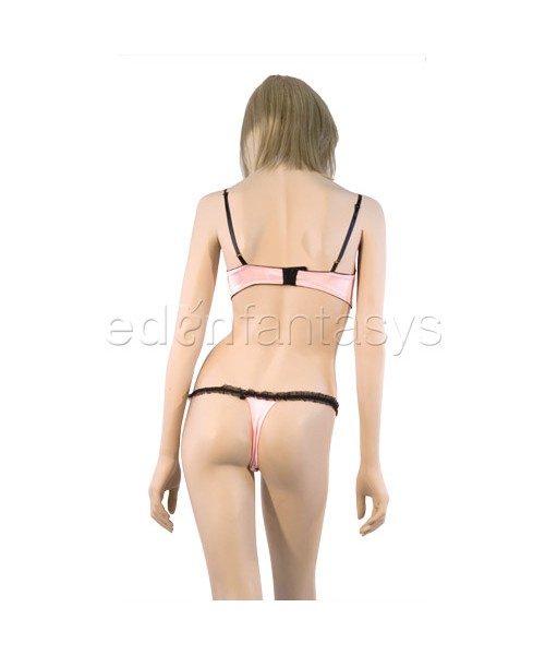 Lace trimmed demi cup bra set