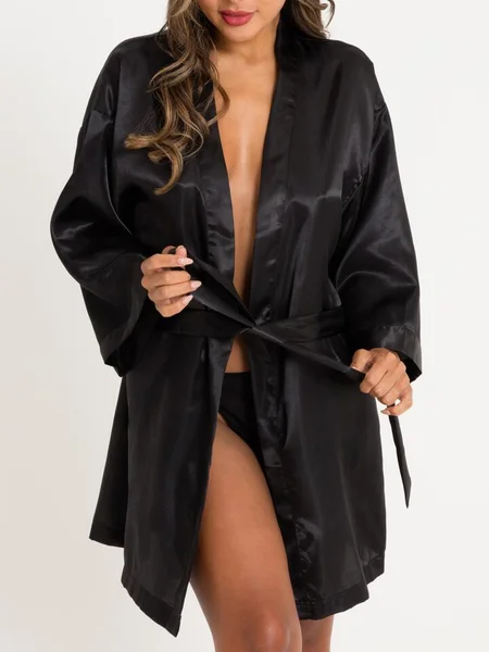 Lovehoney Short Black Satin Robe — image 17 of 17
