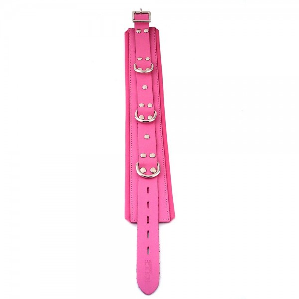 Rouge Pink Leather Padded Collar