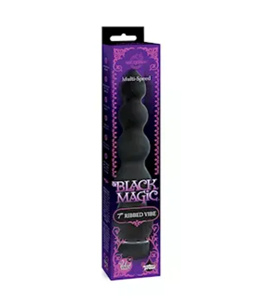 Black Magic 7 Inch Ribbed Vibrator — image 7 of 7