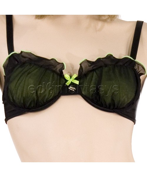 Gathered mesh bra and gartered skirtini