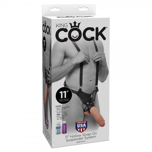 King Cock 11 Inch Hollow Strap On Suspender System