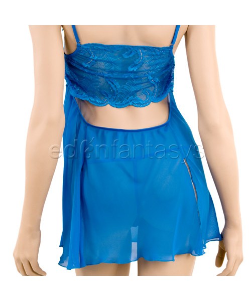 Turquoise chiffon and lace chemise set