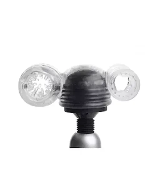 Twin Turbo Strokers 2 In 1 Wand Attachment For Men - Clear — image 10 of 14