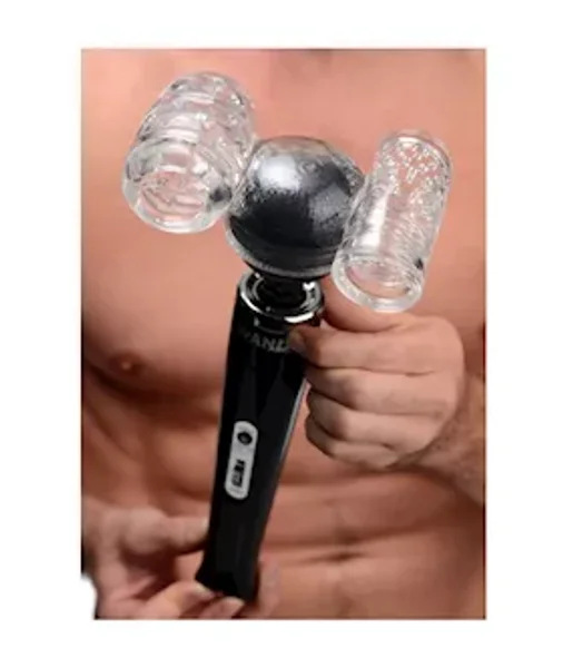 Twin Turbo Strokers 2 In 1 Wand Attachment For Men - Clear — image 13 of 14