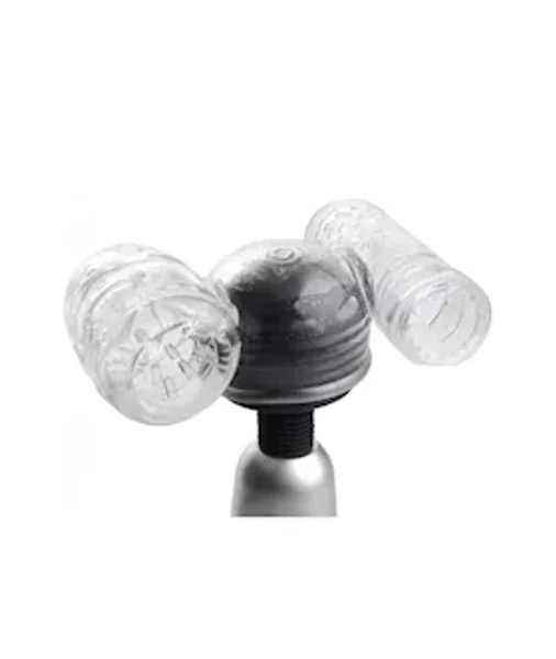 Twin Turbo Strokers 2 In 1 Wand Attachment For Men - Clear — image 11 of 14