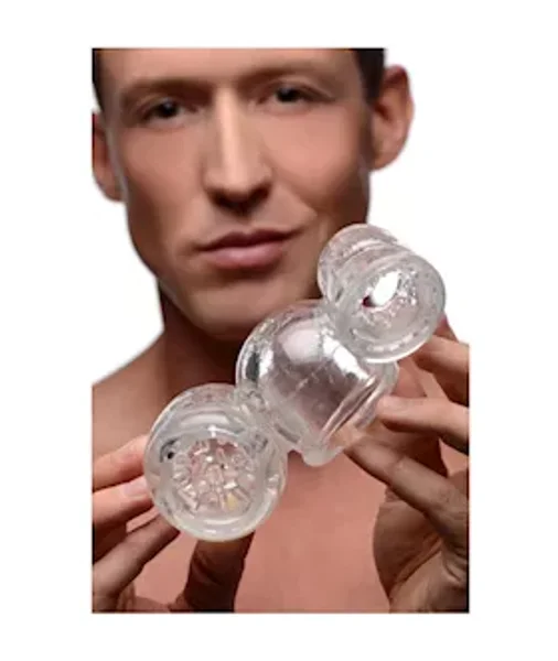 Twin Turbo Strokers 2 In 1 Wand Attachment For Men - Clear — image 12 of 14