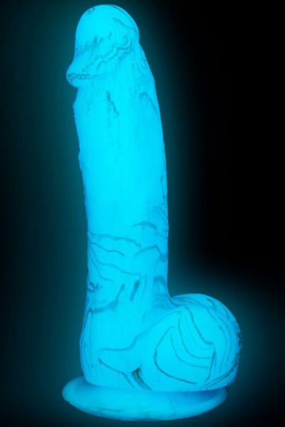 BMS Glow-in-the-Dark 7.5" Blue Silicone Dildo with Suction Base