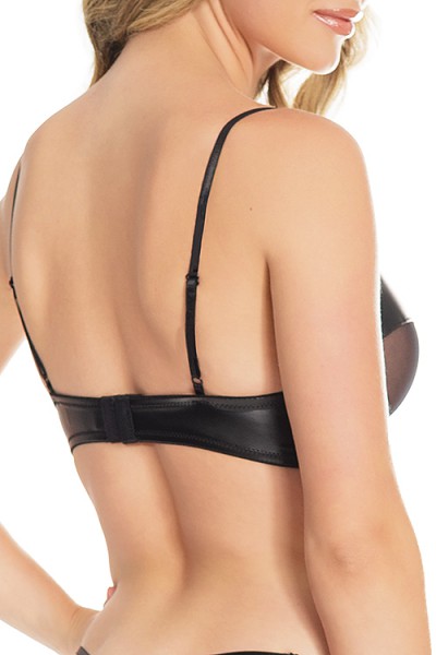 Coquette Nightshade Wet-Look & Mesh Bra with G-String