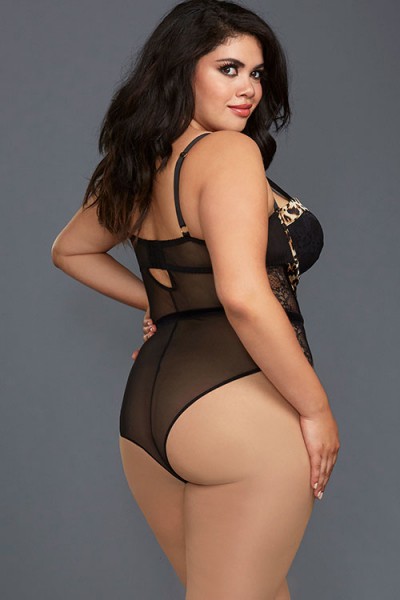 Dreamgirl All Night Long Leopard Print & Lace Teddy