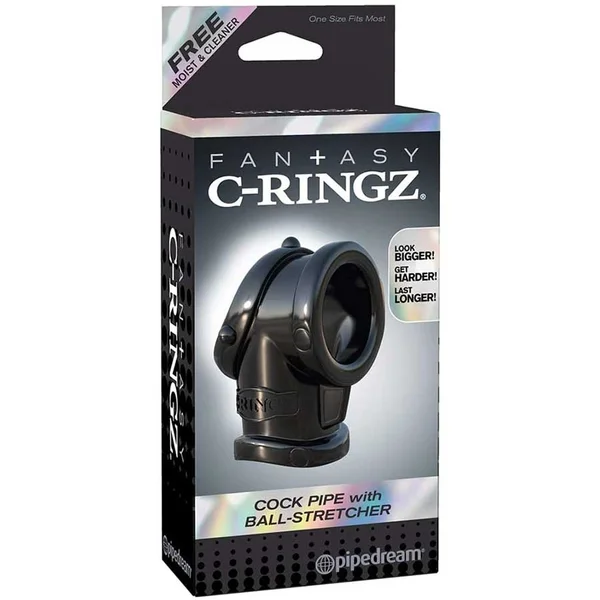 Cock Pipe Penis Ring & Ball Stretcher Black Sleeve by Fantasy C-Ringz — image 14 of 14