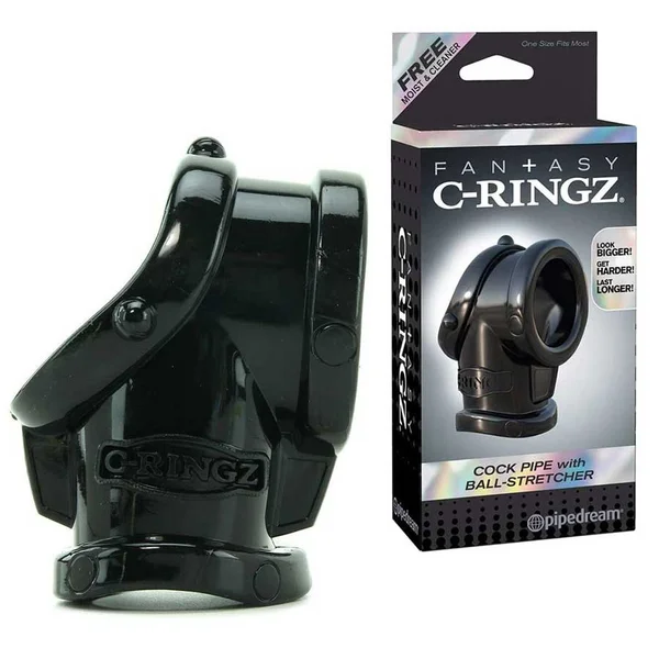 Cock Pipe Penis Ring & Ball Stretcher Black Sleeve by Fantasy C-Ringz — image 8 of 14