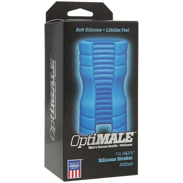 Platinum Silicone Split Sleeve Ribbed Male Masturbator & Stroker by Optimale — image 5 of 6