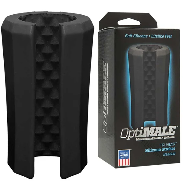 Platinum Silicone Split Sleeve Beaded Male Masturbator & Stroker by Optimale — image 4 of 6