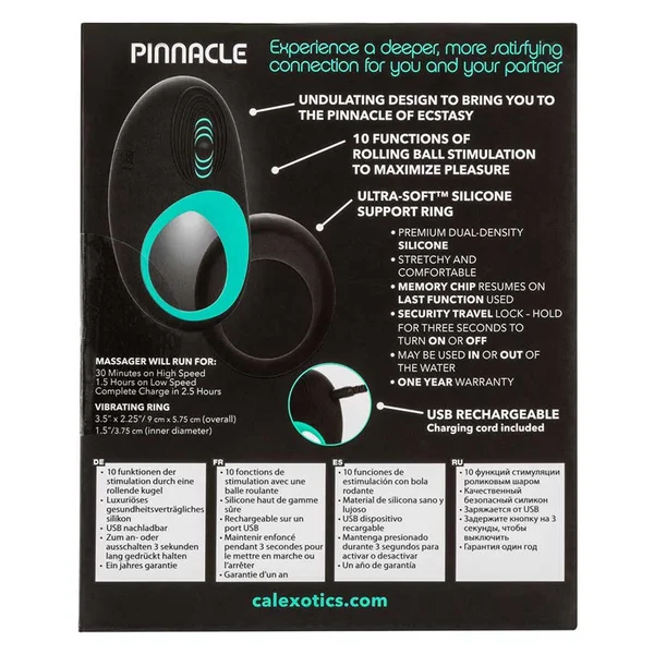 Link Up Pinnacle Silicone Vibrating Cock Ring | Rechargeable 10 Speed Gyrating Couples Toy — image 19 of 20