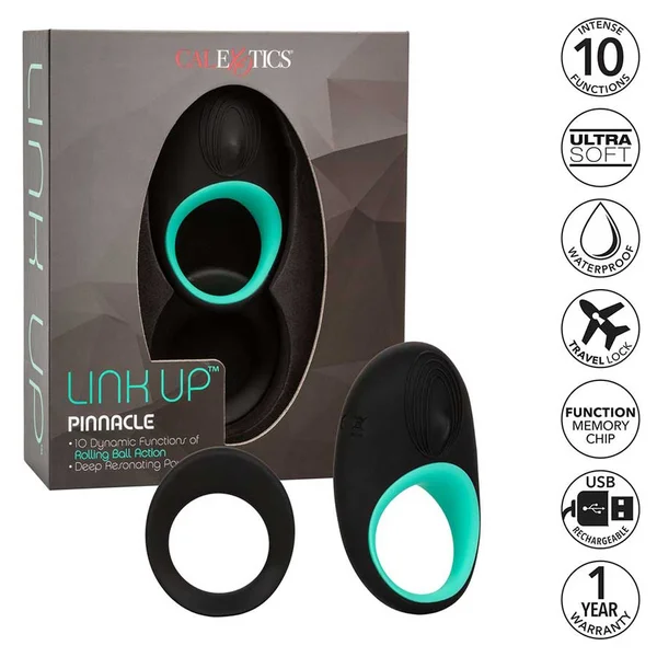 Link Up Pinnacle Silicone Vibrating Cock Ring | Rechargeable 10 Speed Gyrating Couples Toy — image 20 of 20