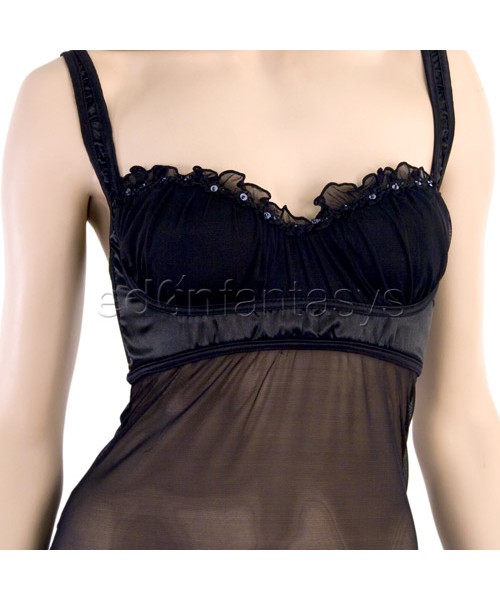 Satin and mesh empire gown set