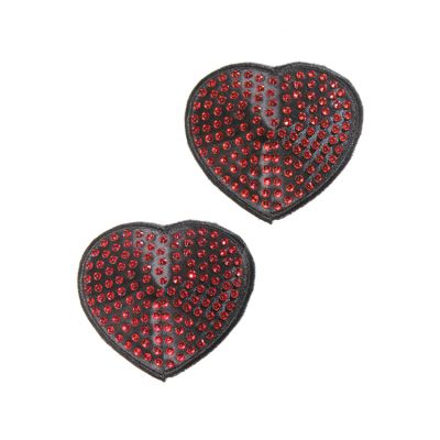 Coquette Red Rhinestone Heart Pasties