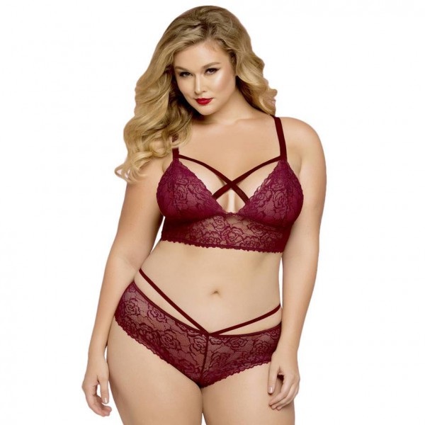 Seven 'til Midnight Plus Size Wine Cage-Back Knickers