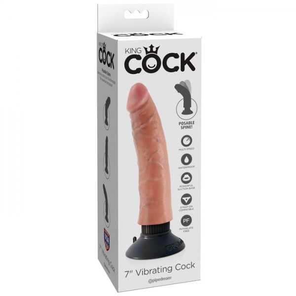 King Cock 7" Vibrating Cock - Has A Posable Spine!