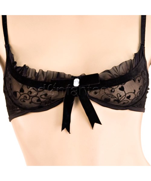 Heart mesh bra and g-string set
