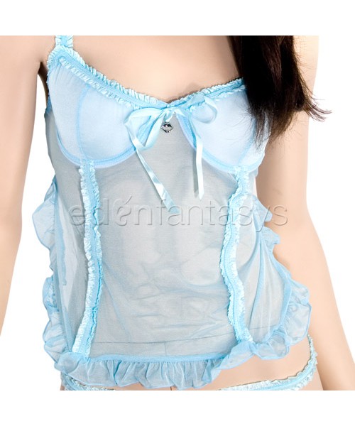 Mesh backless babydoll with g-string