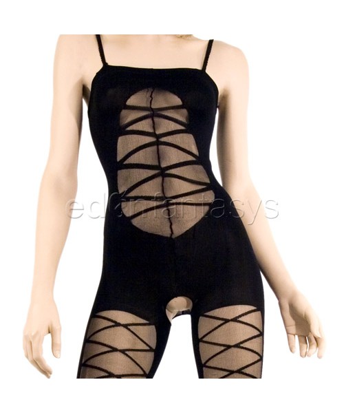 Mock lace up bodystocking