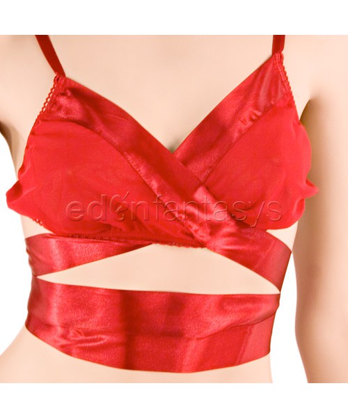 Satin wrap bra set