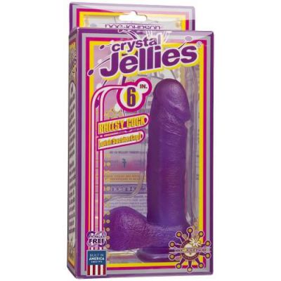 Doc Johnson 6 inch Crystal Jellies Suction Cup Ballsy Cock Purple