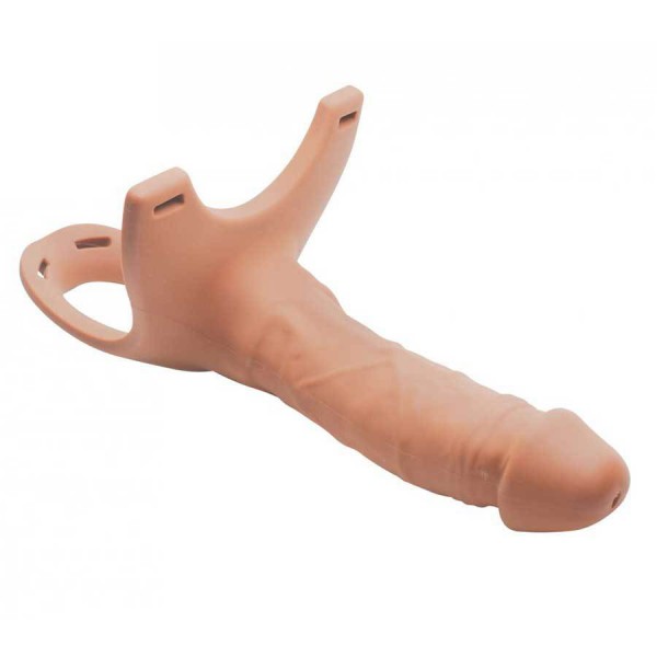 6 Inch Realistic Silicone Hollow Strap On Penis Extender and Ball Strap for Men by Size Matters