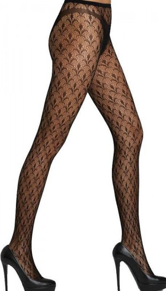 Black Fleur De Lis Fishnet Pantyhose (OS) — image 2 of 2