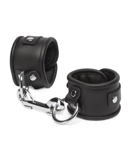 Deluxe padded leather collar and wrist restraint set